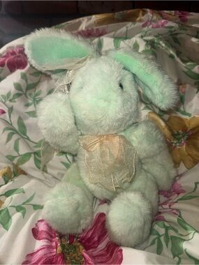 Mint Green Plush Bunny with Organza Bow